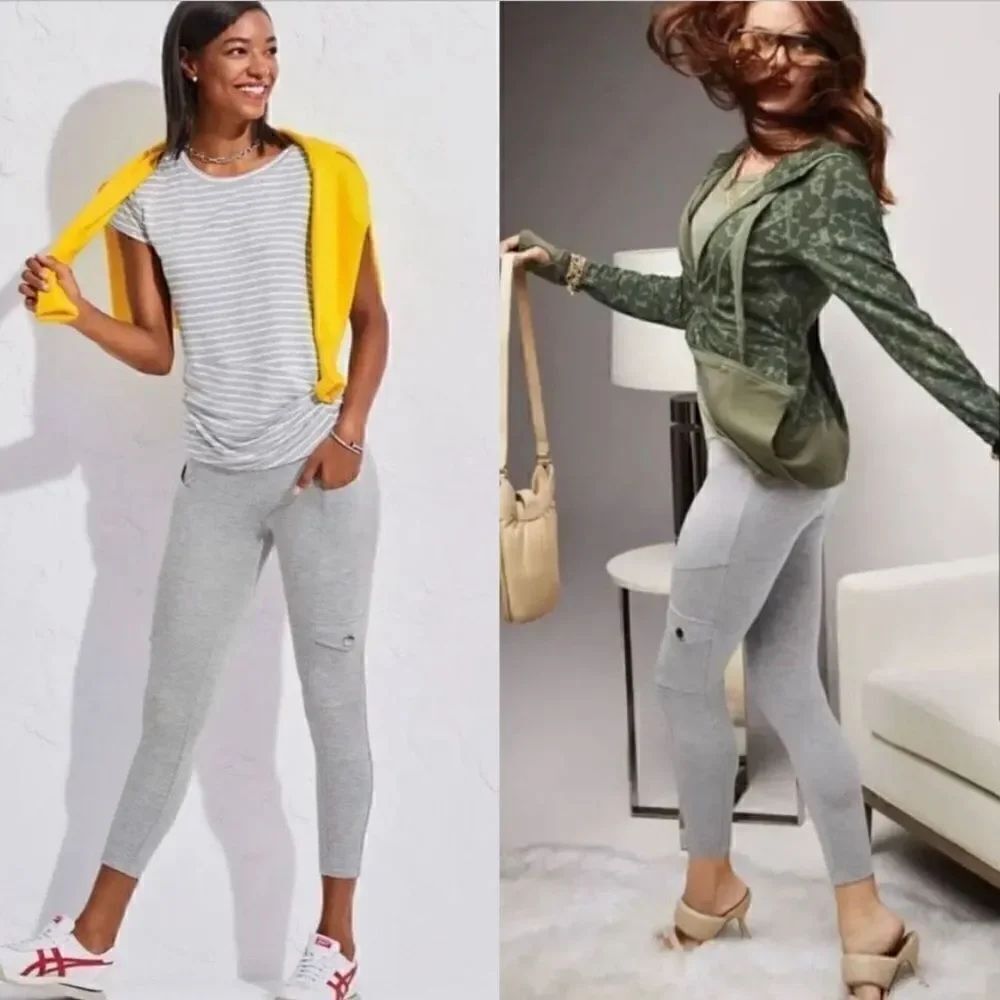 Cabi Runaway Crop Legging Light Gray